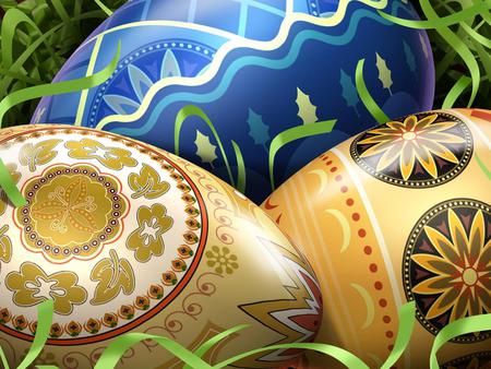 Easter Eggs - graffity, silver, abstract, easter eggs, blue, green, gold