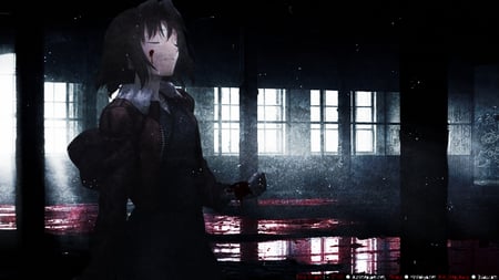 The Sadness - ryougi, sadness, night, room, cry, dark, shiki, anime, kara no kyokai, ova