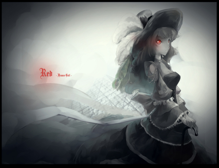 Dark girl - anime, red eyes, girl, dark