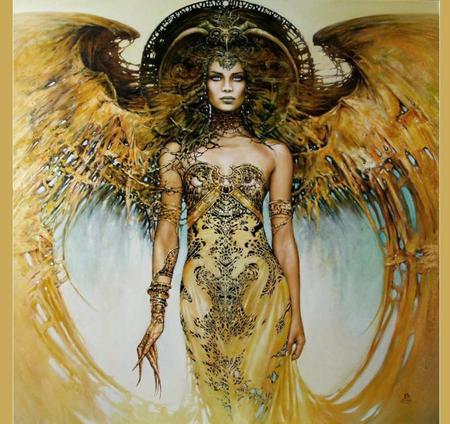 GOLDEN GODDESS - female, wings, golden, goddess, dress