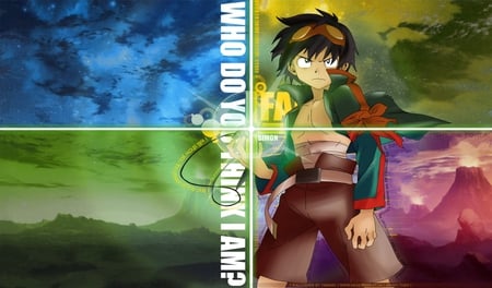 Simon Vortex - tengen toppa gurren lagann, drill, necklace, simon, yellow, cool, blue, red, green, anime, spiral, mecha