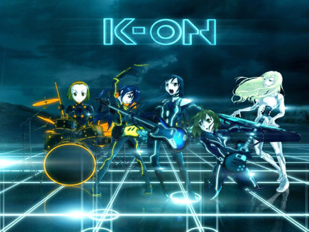 K-ON - tron, k-on, rock, glow, anime girl, music