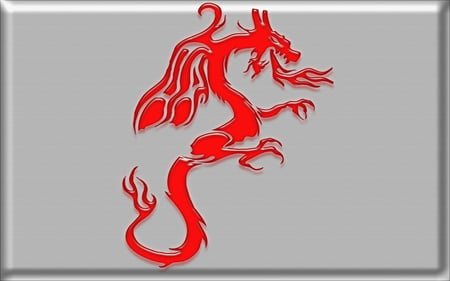 DRAGON - white, dragon, red, selver