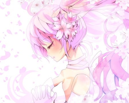 Sakura Miku - pretty, artistic, pink, light, flowers, pink eyes, nice, program, beauty, virtual, cg, white, cute, song, vocaloid, anime, twintail, dress, hatsune miku, music, closed eyes, sakura miku, ribbon, pink hair, art, idol, anime girl, sakura, beautiful, singer, girl, cool, white dress, glow, miku, awesome, diva, digital, hatsune, vocaloids