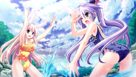 Anime - sky, sexy, swimsuit, water, anime