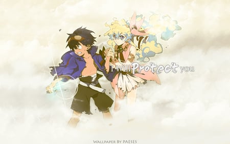 I will protect you, Nia !! - tengen toppa gurren lagann, glasses, girl, drill, simon, boy, anime, nia, spiral, mecha