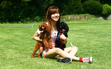 Sunny SNSD - girls, girl, generation, pretty, beautiful, korean, dogs, grass