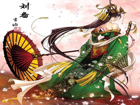 Dragon Prince - prince, female, dragon, cherry blossom, dynasty warriors, dress japan