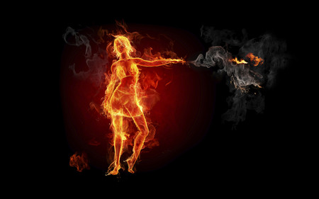 Fiery Girl - fire, girl, hd, fiery, firework