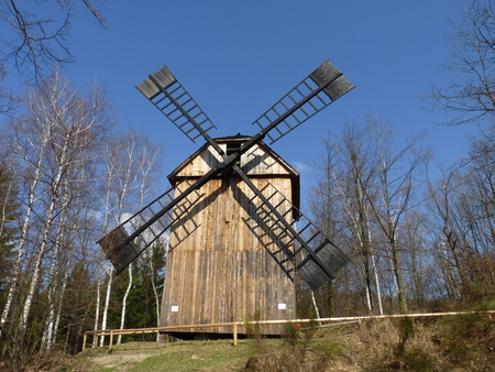 windmil - field, windmill, meadow, clouds