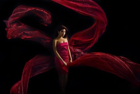 RED SILK - dress, silk, female, red