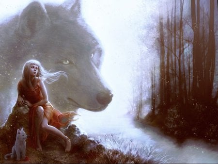 THE WOLF - puppy, female, forest, wolves