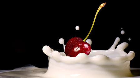 cherry in milk - black, milk, mix, icing