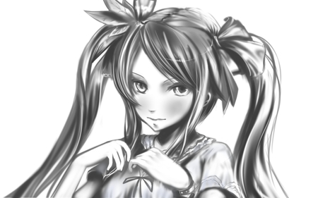 Hatsune Miku - music, anime girl, world is mine, white, art, cool, artistic, hatsune miku, song, vocaloids, program, bow, beautiful, vocaloid, blush, diva, nice, beauty, twintail, singer, black, virtual, pretty, idol, anime, miku, cute, talent, girl, drawing, cg, hatsune, digital, awesome