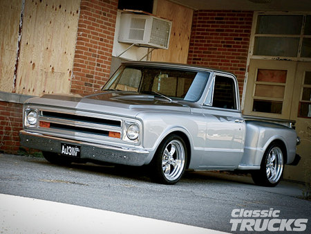 67 Chevrolet - bowtie, silver, classic, truck