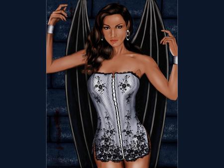 SUCCUBUS IN CHAINS - succubus, fantasy, female, chains, wings, gothic, dark