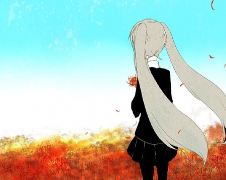 saihate - lilis, sad, miku, cant earase, flowers