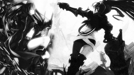 Two as One - black rock shooter, black, game, anime, white, kuroi mato, ibrs, brs