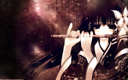 Sad Melody - melody, dark, sad, anime girl, music, dress japan