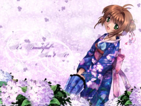 It's Beautiful - cherry blossom, beautiful, anime girl, card captor sakura, happy, sakura kinomoto