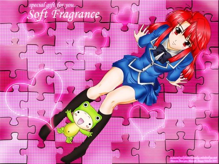 soft ayano - red hair, pink, uniform, anime, anime girl