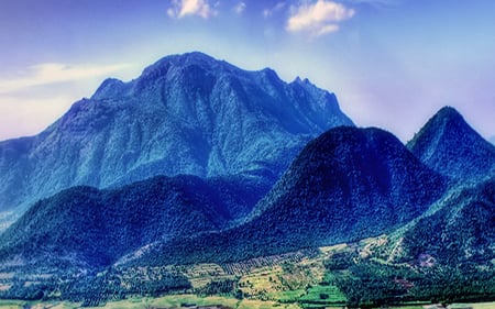 blue mountains - light, blue, green, sky