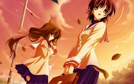 Feel the Wind - key, ibuki, game, anime, school, nagisa, furukawa, uniform, fuuko, clannad