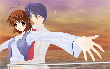 Feel The Breeze - key, game, anime, okazaki, nagisa, together, short hair, married, tomoya, couple, clannad