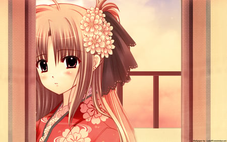 Nishimata Aoi - nishimata aoi, anime, japanese clothes, gorgeous, girl, cute, blush, kimono