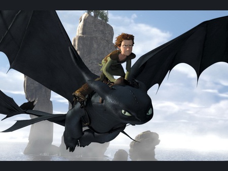 Time to Fly - fun, sky, danger, movie, fantasy, black, how to train your dragon, flying, beautiful, boy, dragon