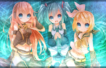 Vocaloid girls - vocaloid, hatsune miku, luka, rin, kagamine rin, headphones, beauties, anime girls, pink hair, twintails, kagamine, beautiful, hot, megurine, blonde hair, beauty, miku, megurine luka, cute, aqua hair, hatsune, sexy, vocaloids