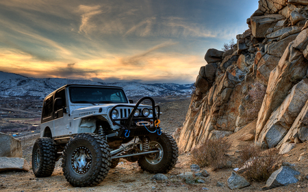 Jeep - lifted, rock, big tires, custom