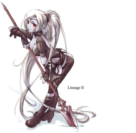 Lineage - pretty, game, anime, female, warrior, beautiful, girl, long hair, elf, fantasy, lineage, weapon, sexy