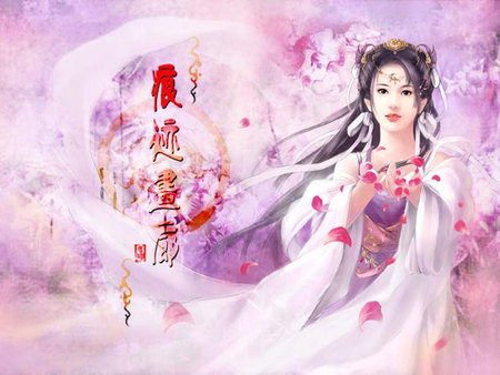 Beautly Girl - comic, oriental, female, jademan, cherry blossom, beautly, girl, rose