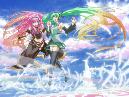 beautiful! - feather, luka, miku, cloud