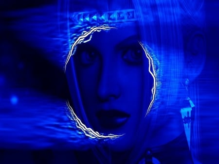 Blue Lady - abstract, fantasy, electric, lady, blue