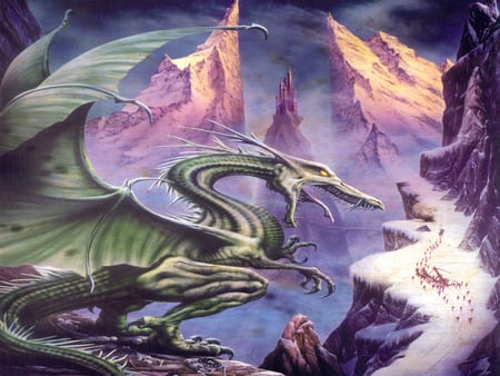 Ascent of dragon's mountain - dragon, fantasy, mountain, magic