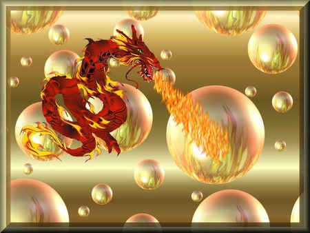 Dragon's Golden Breath - fairy, 3d, fantasy, dragon