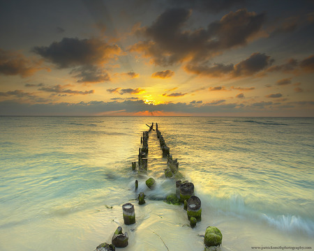 Pier - ocean, sunset