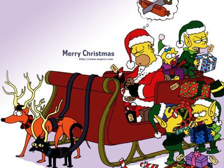 Simpsons Christmas - homer, funny, cartoon