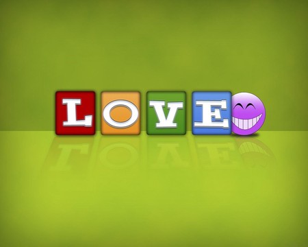 Love - abstract, smile, green, valentines day, 3d, color, love