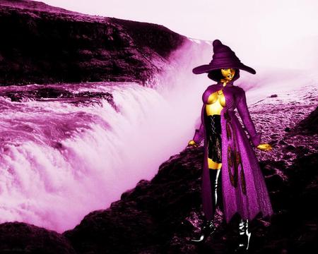 Magic - witch, water fall, purple, composite