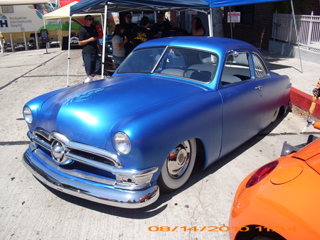 OLD MERC - blue, outside, mercury, car, classic, show, auto, ford, custom