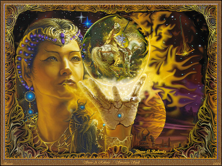 Sorceress Spell - star, magic, sorcerer, ball, planet