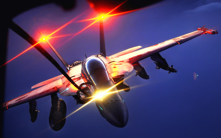 FA 18 Night Air Refuel - refuel, jet, awesome, military, fueling, fighter jet, night, fa 18