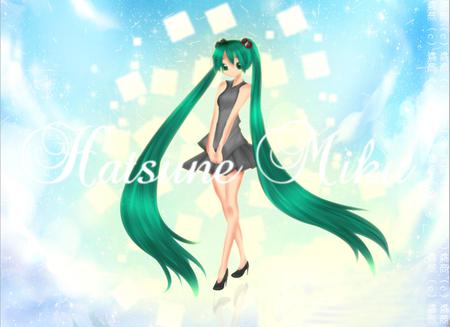 Hatsune Miku - virtual, miku, digital, vocaloids, song, singer, formal, cool, awesome, vocaloid, thighhighs, anime, twintail, cg, aqua hair, hatsune, black, cute, beautiful, hot, girl, anime girl, white, program, aqua eyes, artistic, pretty, aqua, beauty, dress, art, diva, nice, sexy, idol, music, green, hatsune miku