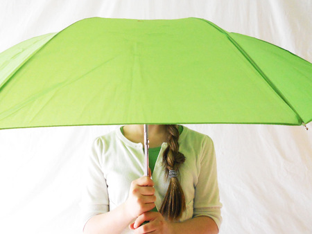 Green Umbrella - people, model, beautiful, photography, girl, umbrella, green