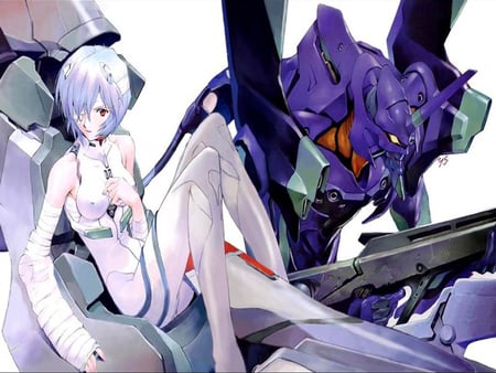 Rei - gun, evangelion, alone, female, rei, ayanami rei, robot