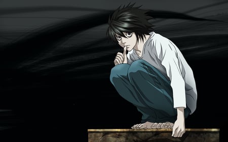 L Death Note - detective, alone, l, death note, dark, anime