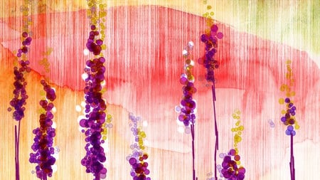 Bubble Flowers - artistic, flowers, puple, summer, pink yellow, bubbles, spring, art